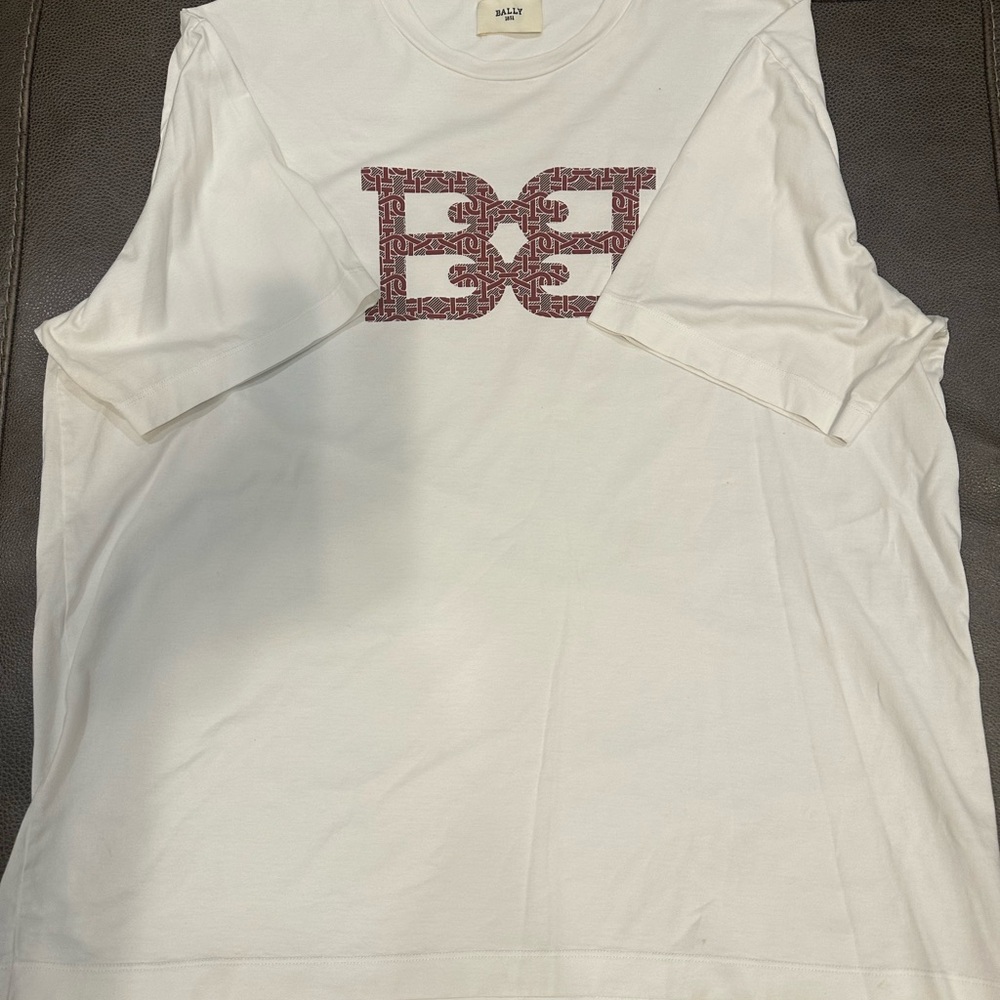 Bally White Tee with Red Logo
